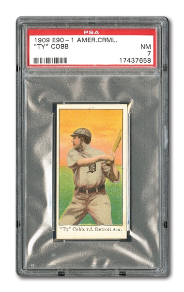 1909-11 E90-1 AMERICAN CARAMEL TY COBB PSA NM 7 - POP 1, ONLY TWO GRADED HIGHER!